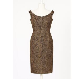 Ceil Chapman Vintage 1950s Gold Metallic Brocade Cocktail Dress Size 4 Small